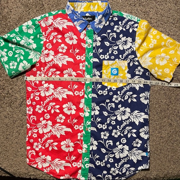 Men’s Medium Short Sleeve Button Down Cookies Waimea Cotton Shirt ( Multi ) - Picture 7 of 7